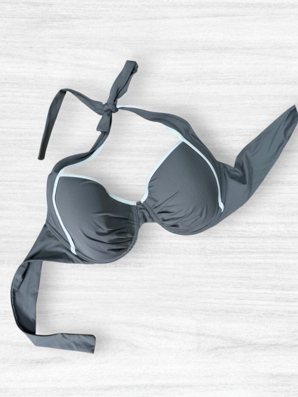 Tommy Bahama 38DD Gray Underwire Halter Bikini Top Padded DD Swim Bra